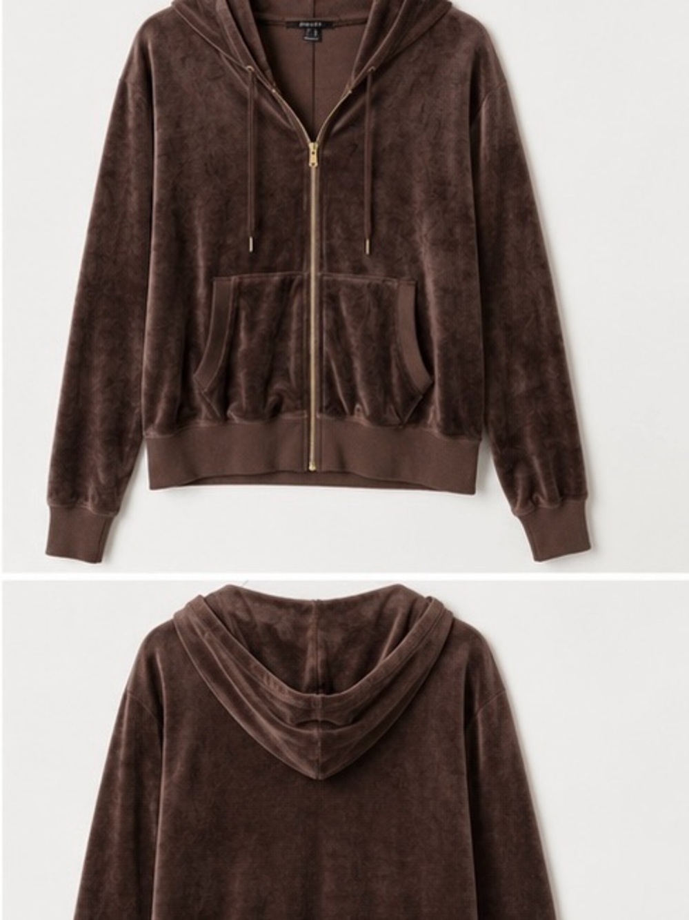 Velour 21 Brown Velour GOLD ✨ Zip-Up Hoodie | Size M - Picture 3 of 9